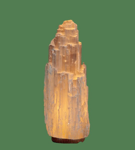 Selenite Lamp Medium Orange (White crystal with orange bulb) 11"